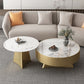 Round Slate Coffee Cocktail Table Pedestal Coffee or End Table with Storage 35"L x 35"W x 16"H+24"L x 24"W x 19"H Gold Drawers Not Included Clearhalo 'Coffee & Accent Tables' 'Coffee Tables' 'coffee_tables' 'furn' 'furn_coffee_tables' 'Furniture' 'Living Room Furniture' 7446075