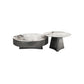 Round Slate Coffee Cocktail Table Pedestal Coffee or End Table with Storage 35"L x 35"W x 16"H+24"L x 24"W x 19"H Black Drawers Not Included Clearhalo 'Coffee & Accent Tables' 'Coffee Tables' 'coffee_tables' 'furn' 'furn_coffee_tables' 'Furniture' 'Living Room Furniture' 7446076