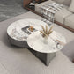 Round Slate Coffee Cocktail Table Pedestal Coffee or End Table with Storage Clearhalo 'Coffee & Accent Tables' 'Coffee Tables' 'coffee_tables' 'furn' 'furn_coffee_tables' 'Furniture' 'Living Room Furniture' 7446077