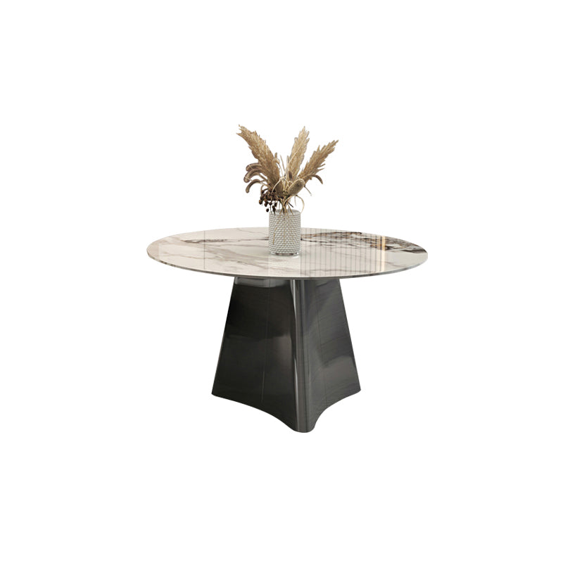 Round Slate Coffee Cocktail Table Pedestal Coffee or End Table with Storage 24"L x 24"W x 18.5"H Black Drawers Not Included Clearhalo 'Coffee & Accent Tables' 'Coffee Tables' 'coffee_tables' 'furn' 'furn_coffee_tables' 'Furniture' 'Living Room Furniture' 7446078