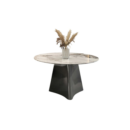 Round Slate Coffee Cocktail Table Pedestal Coffee or End Table with Storage 24"L x 24"W x 18.5"H Black Drawers Not Included Clearhalo 'Coffee & Accent Tables' 'Coffee Tables' 'coffee_tables' 'furn' 'furn_coffee_tables' 'Furniture' 'Living Room Furniture' 7446078