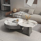 Round Slate Coffee Cocktail Table Pedestal Coffee or End Table with Storage Clearhalo 'Coffee & Accent Tables' 'Coffee Tables' 'coffee_tables' 'furn' 'furn_coffee_tables' 'Furniture' 'Living Room Furniture' 7446079