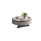 Round Slate Coffee Cocktail Table Pedestal Coffee or End Table with Storage 35.5"L x 35.5"W x 16"H Black Drawers Included Clearhalo 'Coffee & Accent Tables' 'Coffee Tables' 'coffee_tables' 'furn' 'furn_coffee_tables' 'Furniture' 'Living Room Furniture' 7446080