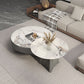 Round Slate Coffee Cocktail Table Pedestal Coffee or End Table with Storage Clearhalo 'Coffee & Accent Tables' 'Coffee Tables' 'coffee_tables' 'furn' 'furn_coffee_tables' 'Furniture' 'Living Room Furniture' 7446086