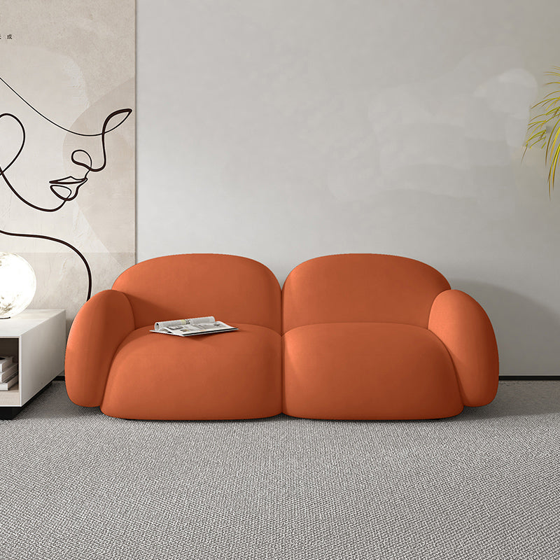 Contemporary Solid Color Velvet Sofa 33.46" Wide Square Arm Sofa