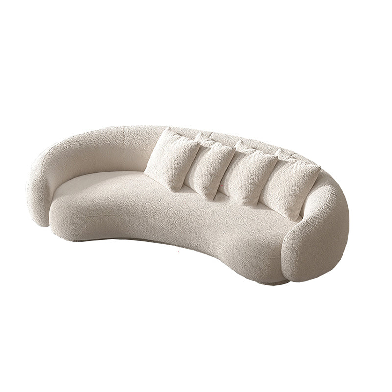 Contemporary Solid Color Sofa Upholstered Wool and Faux Leather Sofa