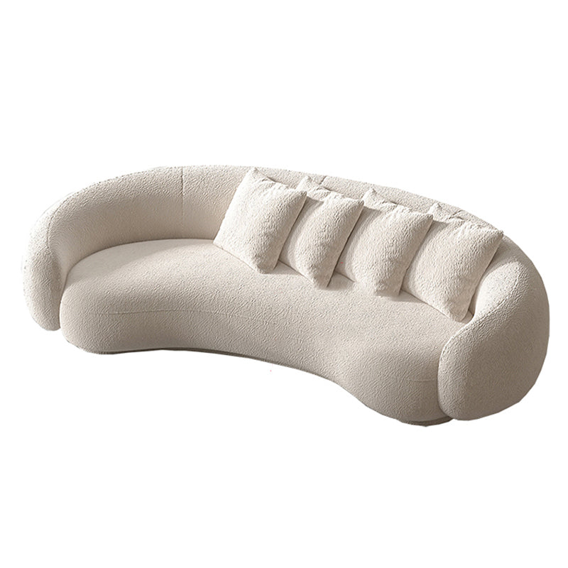 Contemporary Solid Color Sofa Upholstered Wool and Faux Leather Sofa