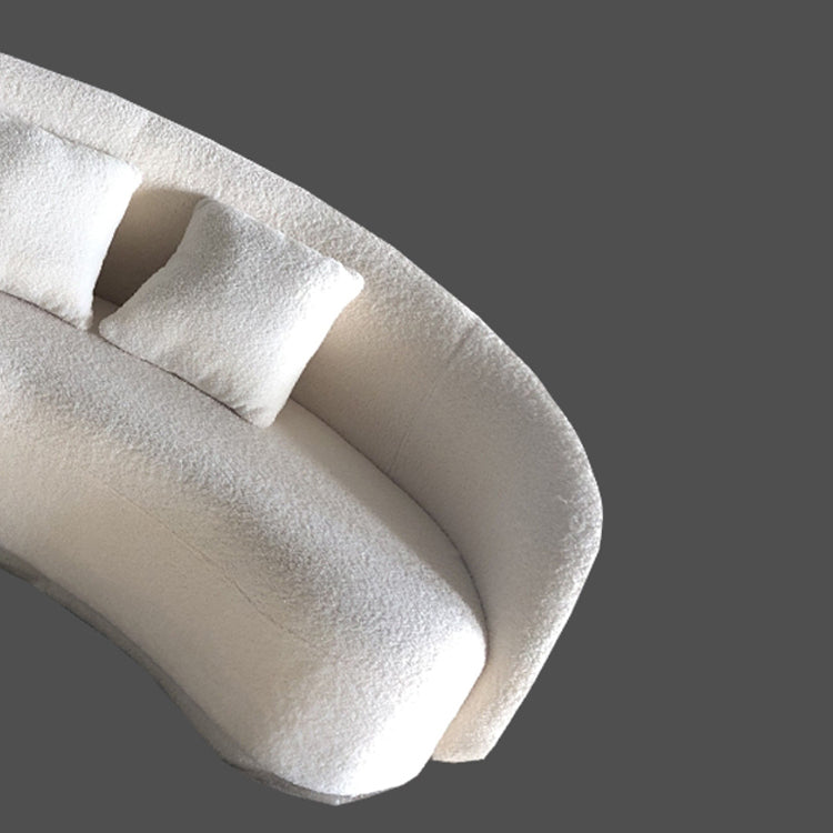 Contemporary Solid Color Sofa Upholstered Wool and Faux Leather Sofa