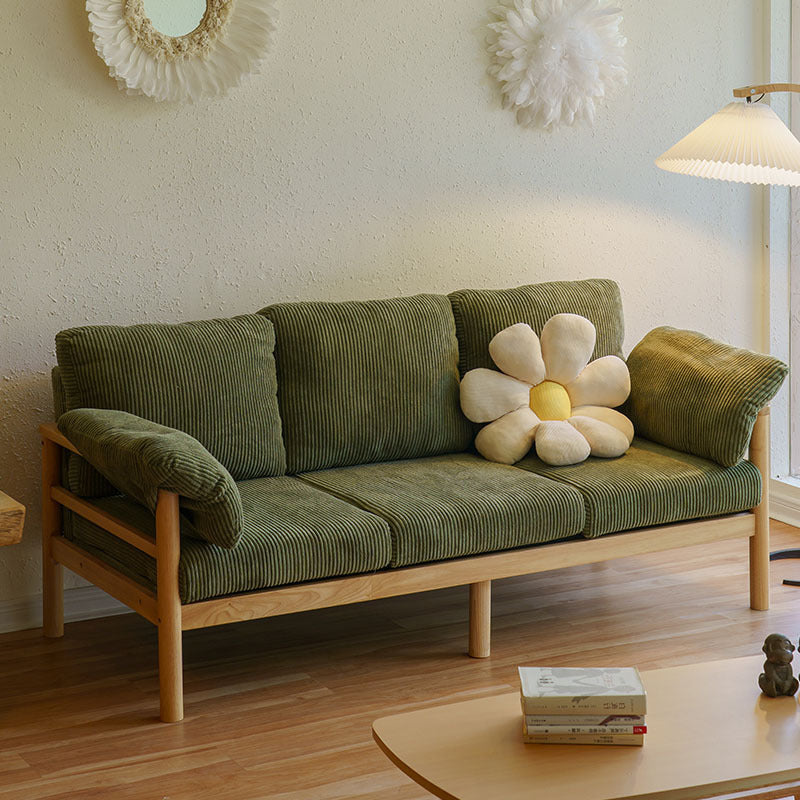 Tropical 3 Seater Corduroy Sofa 33.46" Wide Pillow Top Arm Sofa Clearhalo 'furn' 'furn_sofas' 'Furniture' 'Living Room Furniture' 'Sofa' 'sofas' 7446236