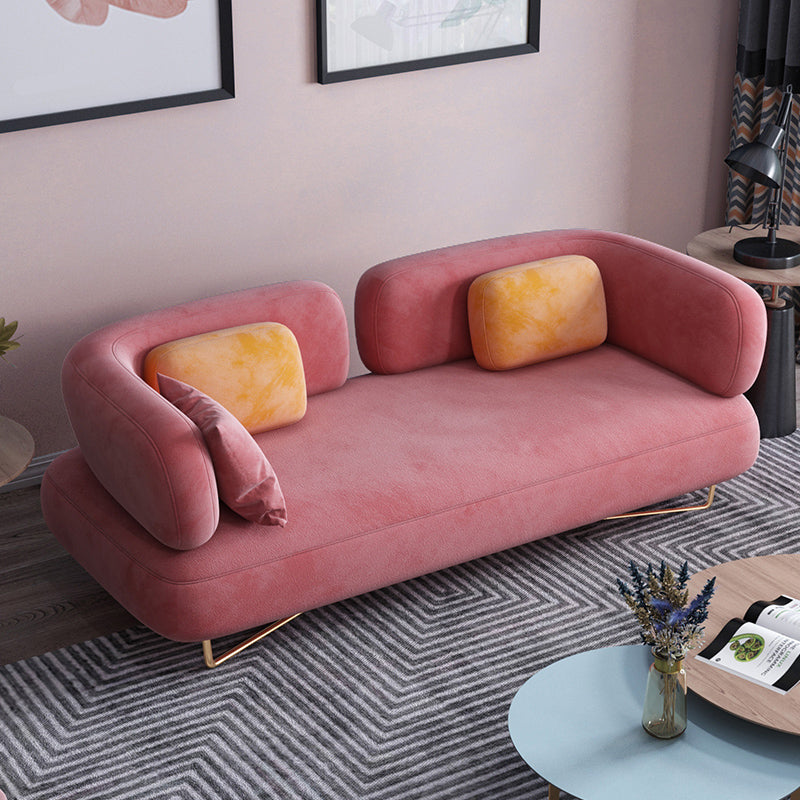 Scandinavian Solid Color Velvet Sofa 31.49" Wide Tuxedo Arm Sofa Pink Clearhalo 'furn' 'furn_sofas' 'Furniture' 'Living Room Furniture' 'Sofa' 'sofas' 7446346