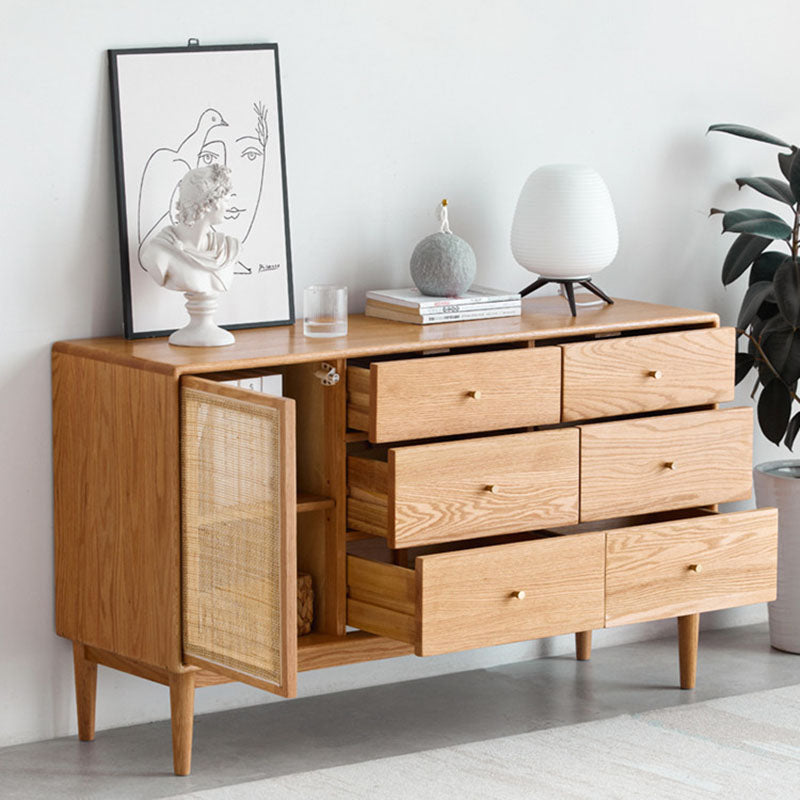 Contemporary Paned Cabinet Brown Pine and Cherry Accent Cabinet with Doors Clearhalo 'Cabinets & Chests' 'cabinets_chests' 'furn' 'furn_cabinets_chests' 'Furniture' 'Living Room Furniture' 7446507