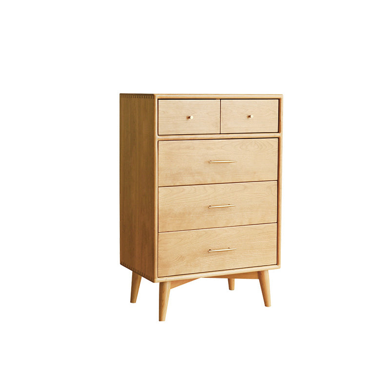 Contemporary Pine Wood Accent Chest 39" Tall Side Cabinet with 5 Drawers Natural Clearhalo 'Cabinets & Chests' 'cabinets_chests' 'furn' 'furn_cabinets_chests' 'Furniture' 'Living Room Furniture' 7446553
