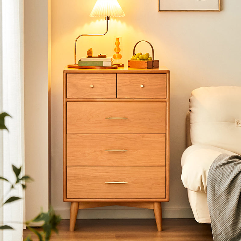 Contemporary Pine Wood Accent Chest 39" Tall Side Cabinet with 5 Drawers Clearhalo 'Cabinets & Chests' 'cabinets_chests' 'furn' 'furn_cabinets_chests' 'Furniture' 'Living Room Furniture' 7446555