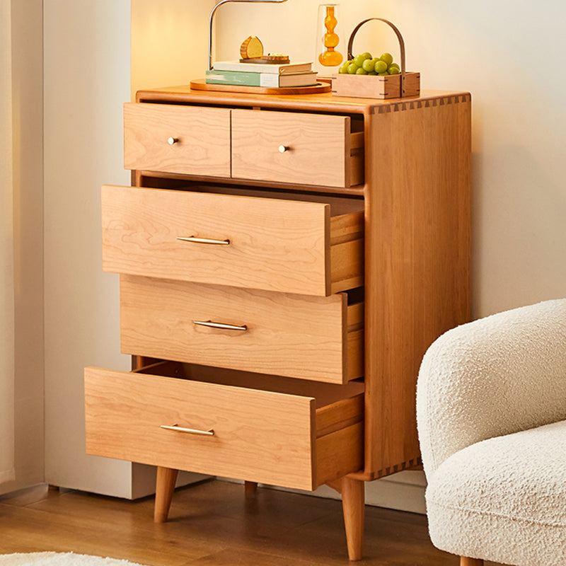 Contemporary Pine Wood Accent Chest 39" Tall Side Cabinet with 5 Drawers Clearhalo 'Cabinets & Chests' 'cabinets_chests' 'furn' 'furn_cabinets_chests' 'Furniture' 'Living Room Furniture' 7446556