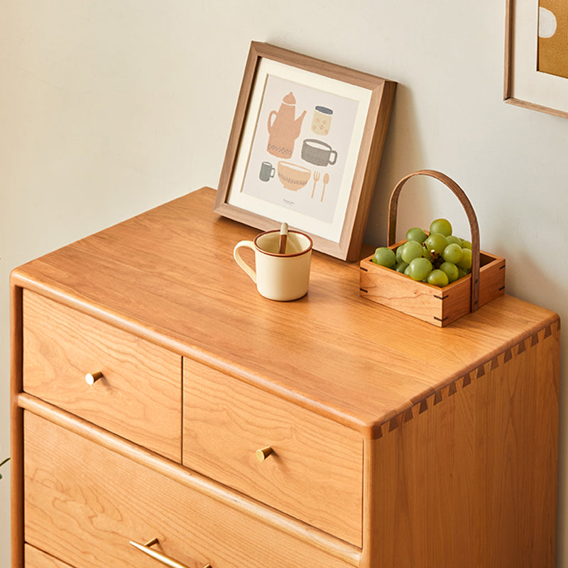 Contemporary Pine Wood Accent Chest 39" Tall Side Cabinet with 5 Drawers Clearhalo 'Cabinets & Chests' 'cabinets_chests' 'furn' 'furn_cabinets_chests' 'Furniture' 'Living Room Furniture' 7446559