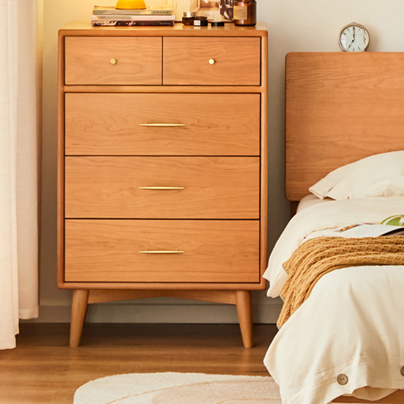 Contemporary Pine Wood Accent Chest 39" Tall Side Cabinet with 5 Drawers Clearhalo 'Cabinets & Chests' 'cabinets_chests' 'furn' 'furn_cabinets_chests' 'Furniture' 'Living Room Furniture' 7446563