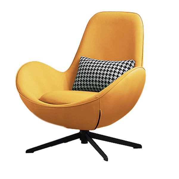 Fixed Back Lounge Chair Water Resistant Ottoman Set with Metal Legs Yellow Microfiber Leather 1 Piece Clearhalo 'Accent Chairs' 'accent_chairs' 'Chairs & Seating' 'furn' 'furn_accent_chairs' 'Furniture' 'Living Room Furniture' 7446592
