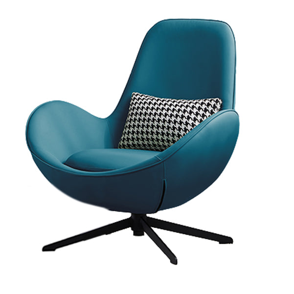 Fixed Back Lounge Chair Water Resistant Ottoman Set with Metal Legs Blue Microfiber Leather 1 Piece Clearhalo 'Accent Chairs' 'accent_chairs' 'Chairs & Seating' 'furn' 'furn_accent_chairs' 'Furniture' 'Living Room Furniture' 7446594