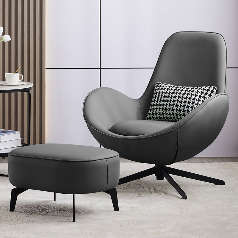 Fixed Back Lounge Chair Water Resistant Ottoman Set with Metal Legs Clearhalo 'Accent Chairs' 'accent_chairs' 'Chairs & Seating' 'furn' 'furn_accent_chairs' 'Furniture' 'Living Room Furniture' 7446597