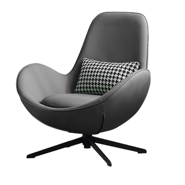 Fixed Back Lounge Chair Water Resistant Ottoman Set with Metal Legs Grey Microfiber Leather 1 Piece Clearhalo 'Accent Chairs' 'accent_chairs' 'Chairs & Seating' 'furn' 'furn_accent_chairs' 'Furniture' 'Living Room Furniture' 7446598