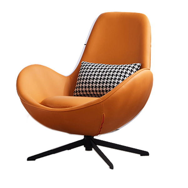 Fixed Back Lounge Chair Water Resistant Ottoman Set with Metal Legs Orange Microfiber Leather 1 Piece Clearhalo 'Accent Chairs' 'accent_chairs' 'Chairs & Seating' 'furn' 'furn_accent_chairs' 'Furniture' 'Living Room Furniture' 7446599