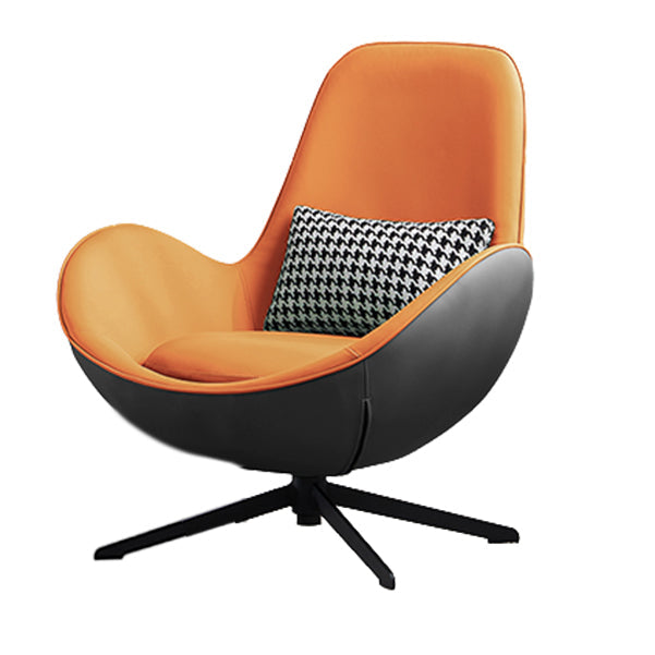 Fixed Back Lounge Chair Water Resistant Ottoman Set with Metal Legs Grey Orange Microfiber Leather 1 Piece Clearhalo 'Accent Chairs' 'accent_chairs' 'Chairs & Seating' 'furn' 'furn_accent_chairs' 'Furniture' 'Living Room Furniture' 7446600