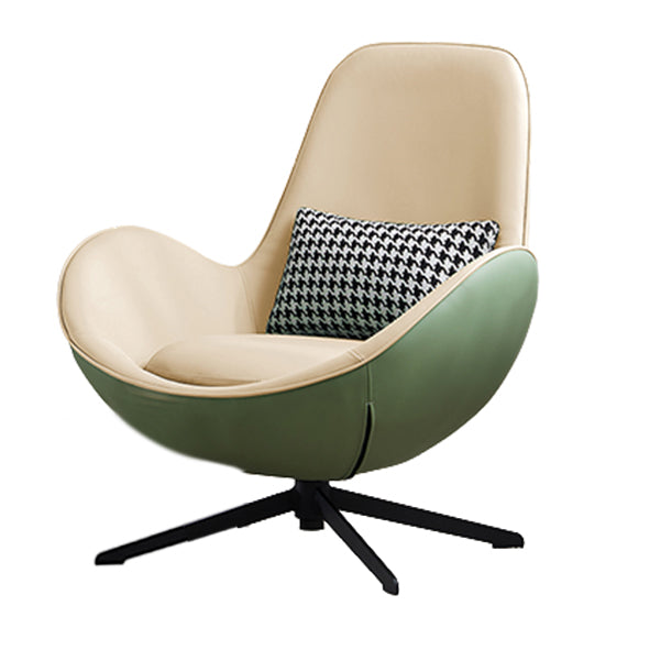 Fixed Back Lounge Chair Water Resistant Ottoman Set with Metal Legs Green White Microfiber Leather 1 Piece Clearhalo 'Accent Chairs' 'accent_chairs' 'Chairs & Seating' 'furn' 'furn_accent_chairs' 'Furniture' 'Living Room Furniture' 7446602