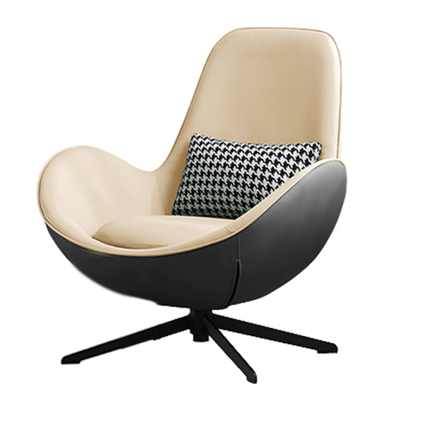 Fixed Back Lounge Chair Water Resistant Ottoman Set with Metal Legs Gray & White Microfiber Leather 1 Piece Clearhalo 'Accent Chairs' 'accent_chairs' 'Chairs & Seating' 'furn' 'furn_accent_chairs' 'Furniture' 'Living Room Furniture' 7446604