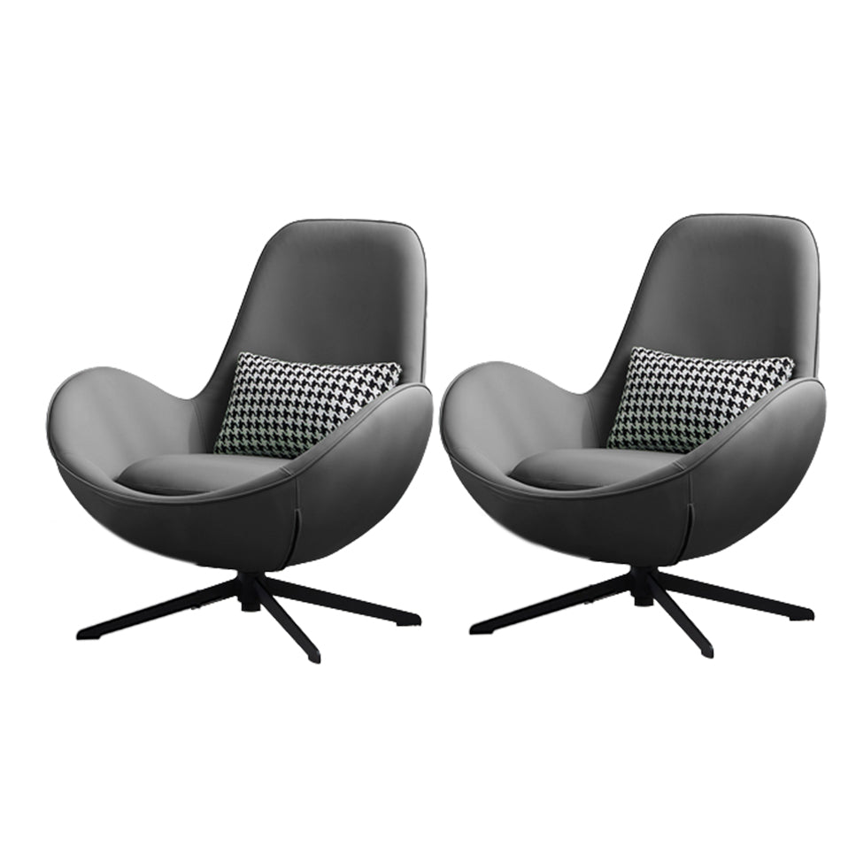 Fixed Back Lounge Chair Water Resistant Ottoman Set with Metal Legs Grey Microfiber Leather 2 Piece Set Clearhalo 'Accent Chairs' 'accent_chairs' 'Chairs & Seating' 'furn' 'furn_accent_chairs' 'Furniture' 'Living Room Furniture' 7446606