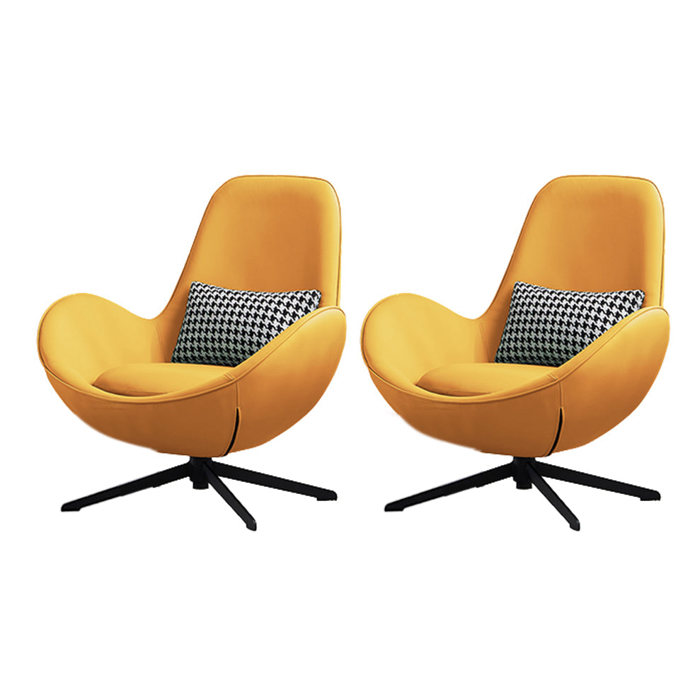 Fixed Back Lounge Chair Water Resistant Ottoman Set with Metal Legs Yellow Microfiber Leather 2 Piece Set Clearhalo 'Accent Chairs' 'accent_chairs' 'Chairs & Seating' 'furn' 'furn_accent_chairs' 'Furniture' 'Living Room Furniture' 7446609