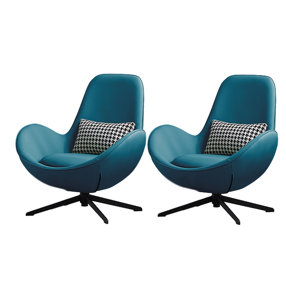 Fixed Back Lounge Chair Water Resistant Ottoman Set with Metal Legs Blue Microfiber Leather 2 Piece Set Clearhalo 'Accent Chairs' 'accent_chairs' 'Chairs & Seating' 'furn' 'furn_accent_chairs' 'Furniture' 'Living Room Furniture' 7446610