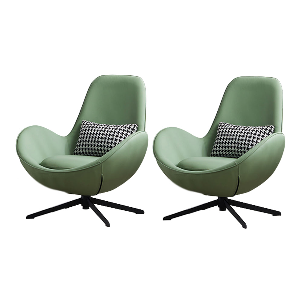 Fixed Back Lounge Chair Water Resistant Ottoman Set with Metal Legs Green Microfiber Leather 2 Piece Set Clearhalo 'Accent Chairs' 'accent_chairs' 'Chairs & Seating' 'furn' 'furn_accent_chairs' 'Furniture' 'Living Room Furniture' 7446611