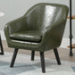 Fixed Back Lounge Chair Leather Side Chair with Solid Wood Legs