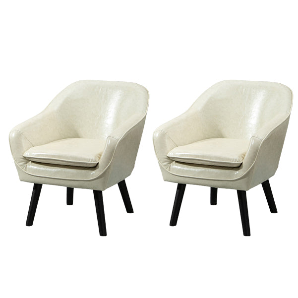 Fixed Back Lounge Chair Leather Side Chair with Solid Wood Legs