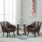 Fixed Back Lounge Chair Leather Side Chair with Solid Wood Legs