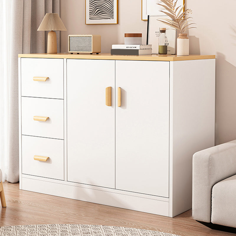 Modern Rectangle Accent Cabinet Bar Pulls Accent Cabinet with Drawer 39.4"L x 15.7"W x 39.4"H White 1 Clearhalo 'Cabinets & Chests' 'cabinets_chests' 'furn' 'furn_cabinets_chests' 'Furniture' 'Living Room Furniture' 7446748