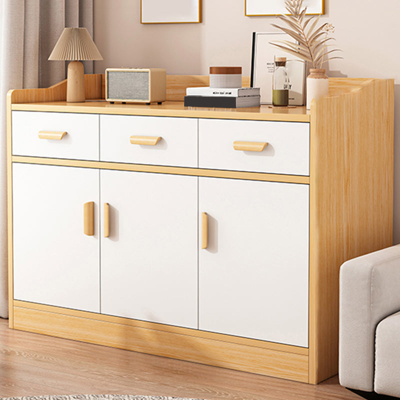 Modern Rectangle Accent Cabinet Bar Pulls Accent Cabinet with Drawer 47"L x 13"W x 31"H Natural Wood White 2 Clearhalo 'Cabinets & Chests' 'cabinets_chests' 'furn' 'furn_cabinets_chests' 'Furniture' 'Living Room Furniture' 7446759