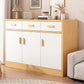 Modern Rectangle Accent Cabinet Bar Pulls Accent Cabinet with Drawer 47.2"L x 15.7"W x 39.4"H Natural Wood White 2 Clearhalo 'Cabinets & Chests' 'cabinets_chests' 'furn' 'furn_cabinets_chests' 'Furniture' 'Living Room Furniture' 7446763