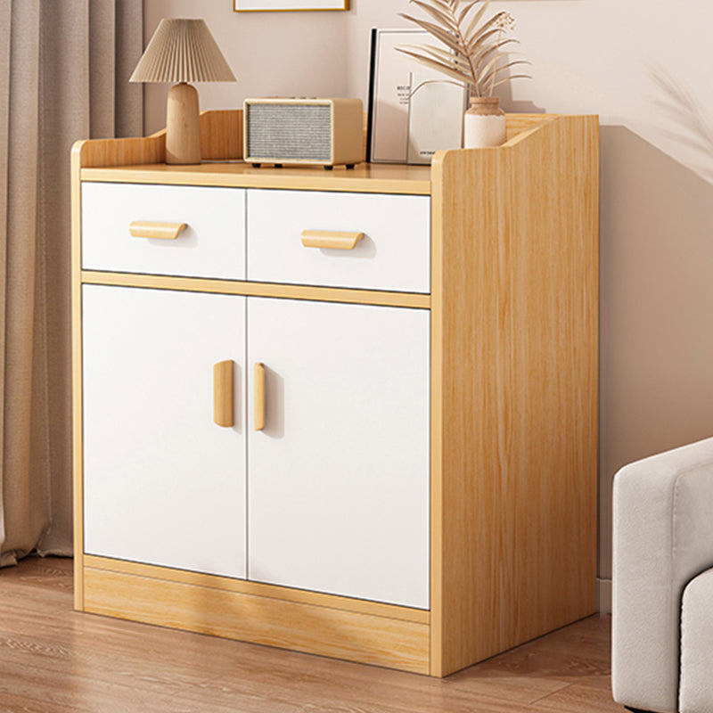 Modern Rectangle Accent Cabinet Bar Pulls Accent Cabinet with Drawer 31"L x 13"W x 31"H Natural Wood White 1 Clearhalo 'Cabinets & Chests' 'cabinets_chests' 'furn' 'furn_cabinets_chests' 'Furniture' 'Living Room Furniture' 7446765