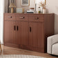 Modern Rectangle Accent Cabinet Bar Pulls Accent Cabinet with Drawer 47.2"L x 15.7"W x 39.4"H Nut-Brown 2 Clearhalo 'Cabinets & Chests' 'cabinets_chests' 'furn' 'furn_cabinets_chests' 'Furniture' 'Living Room Furniture' 7446770
