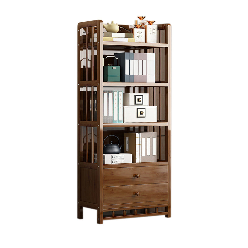 Mid-Century Modern Brown Accent Chest Wood Rectangle Accent Chest with Shelves 19.7"L x 9.8"W x 57.5"H 2 Cabinet Not Included Clearhalo 'Cabinets & Chests' 'cabinets_chests' 'furn' 'furn_cabinets_chests' 'Furniture' 'Living Room Furniture' 7446803