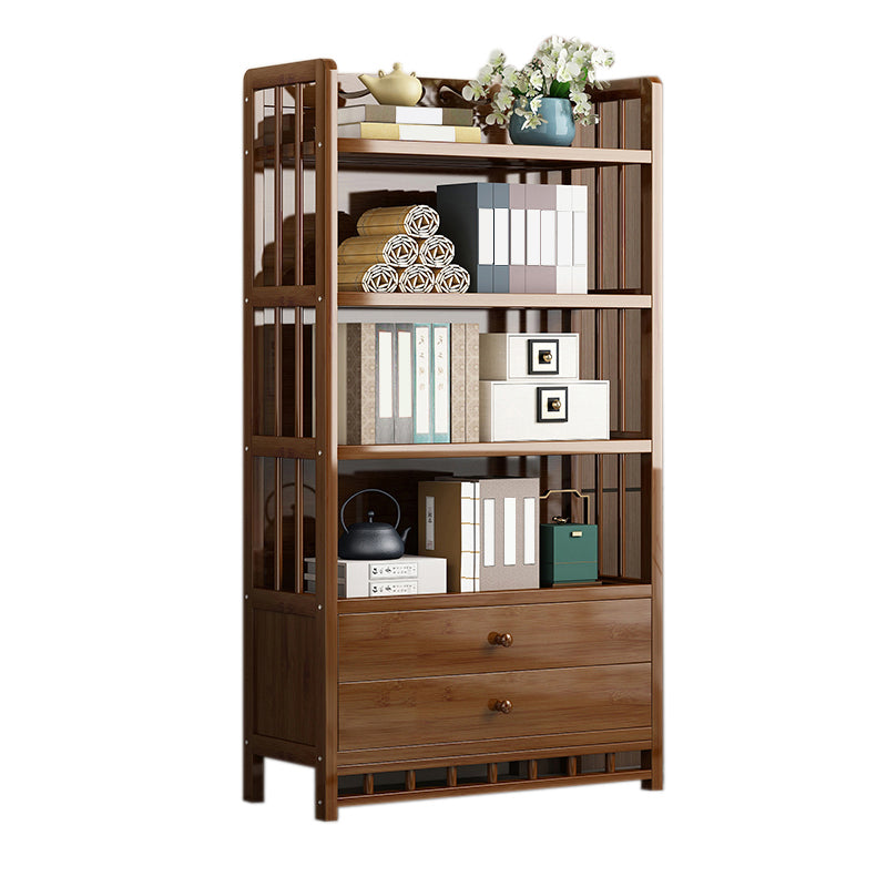 Mid-Century Modern Brown Accent Chest Wood Rectangle Accent Chest with Shelves 27.6"L x 9.8"W x 57.5"H 2 Cabinet Not Included Clearhalo 'Cabinets & Chests' 'cabinets_chests' 'furn' 'furn_cabinets_chests' 'Furniture' 'Living Room Furniture' 7446804