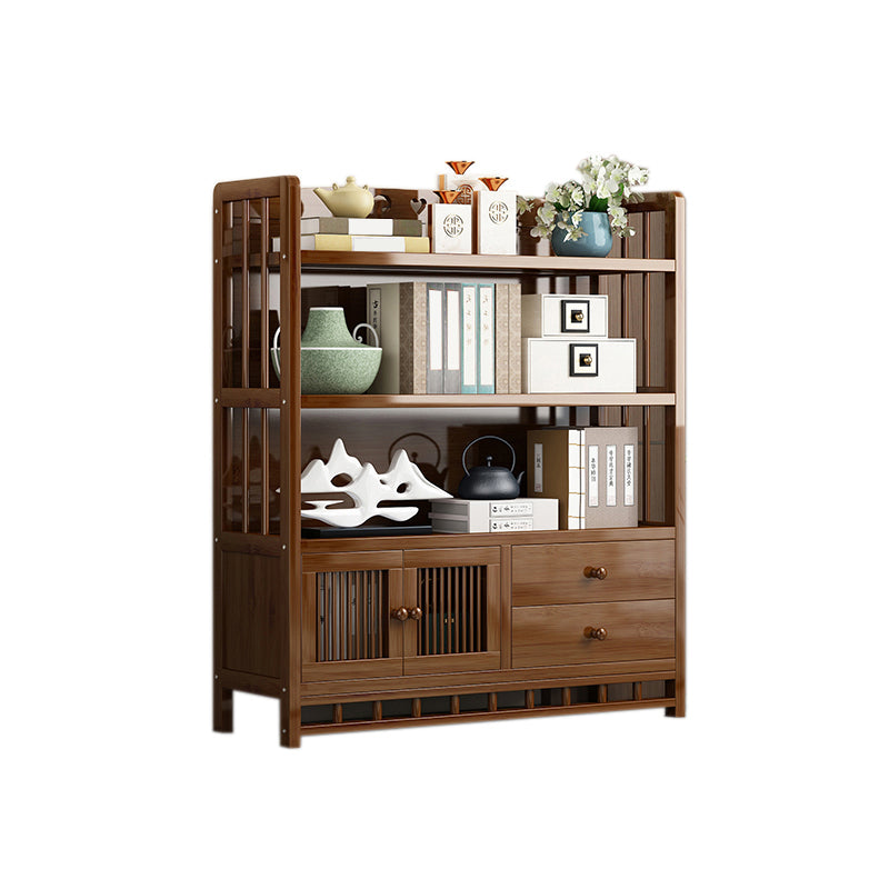 Mid-Century Modern Brown Accent Chest Wood Rectangle Accent Chest with Shelves 35"L x 10"W x 45"H 2 1 Clearhalo 'Cabinets & Chests' 'cabinets_chests' 'furn' 'furn_cabinets_chests' 'Furniture' 'Living Room Furniture' 7446809