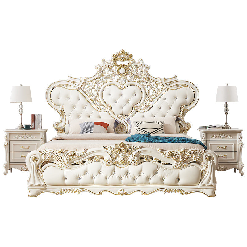 Victoriaans standaard bed gestoffeerd hoofdeinde getuft dennenhoutpaneel bed