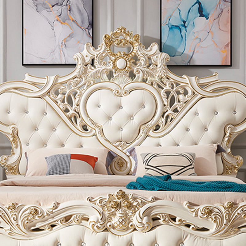 Victoriaans standaard bed gestoffeerd hoofdeinde getuft dennenhoutpaneel bed