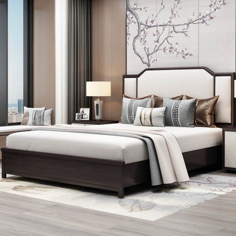 Mid-Century Modern Standard Bed Upholstered Headboard Ash Panel Bed