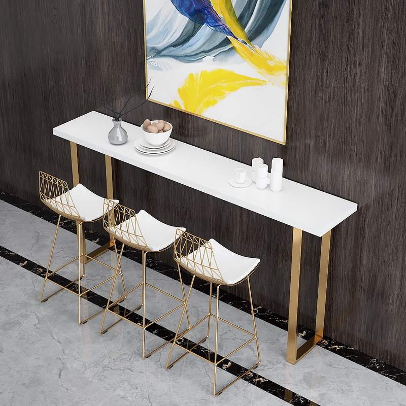 Glam Pub Height Dining Table White and Gold Counter Height Table Clearhalo 'Bar Furniture' 'Bar Tables' 'bar_tables' 'furn' 'furn_bar_tables' 'Furniture' 'Kitchen & Dining Furniture' 7448809
