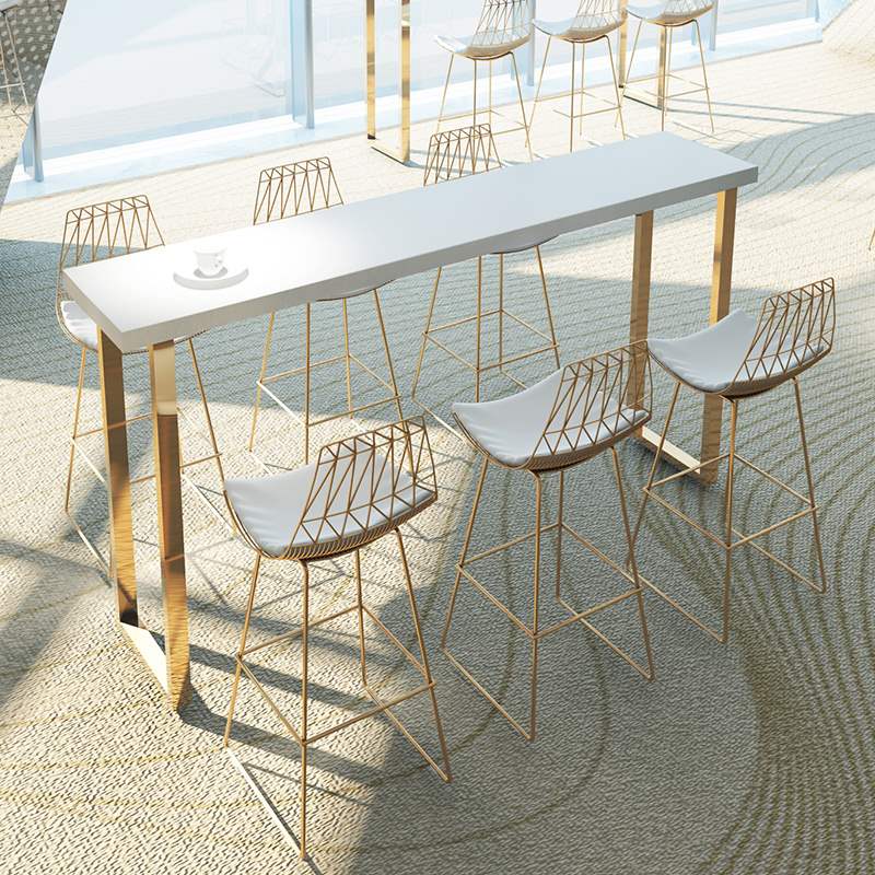 Glam Pub Height Dining Table White and Gold Counter Height Table Clearhalo 'Bar Furniture' 'Bar Tables' 'bar_tables' 'furn' 'furn_bar_tables' 'Furniture' 'Kitchen & Dining Furniture' 7448810