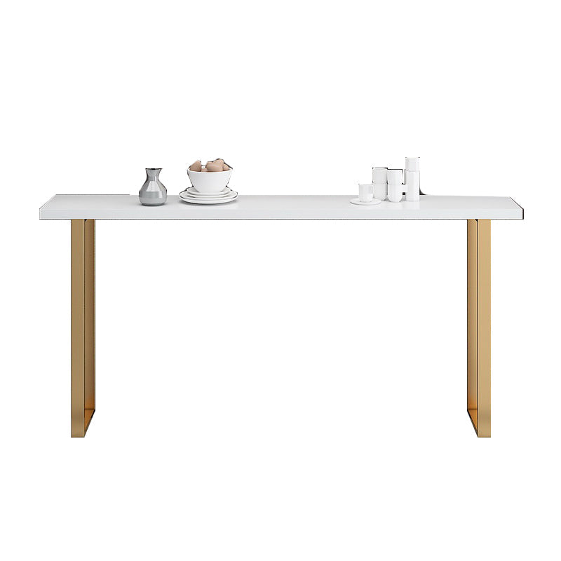 Glam Pub Height Dining Table White and Gold Counter Height Table Clearhalo 'Bar Furniture' 'Bar Tables' 'bar_tables' 'furn' 'furn_bar_tables' 'Furniture' 'Kitchen & Dining Furniture' 7448813