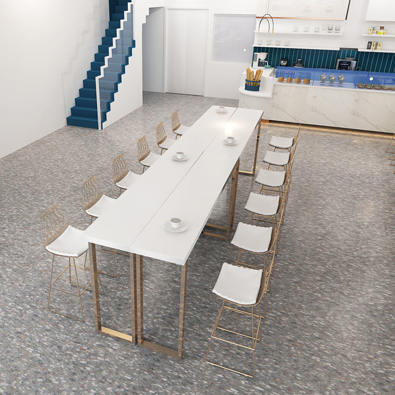Glam Pub Height Dining Table White and Gold Counter Height Table Clearhalo 'Bar Furniture' 'Bar Tables' 'bar_tables' 'furn' 'furn_bar_tables' 'Furniture' 'Kitchen & Dining Furniture' 7448815